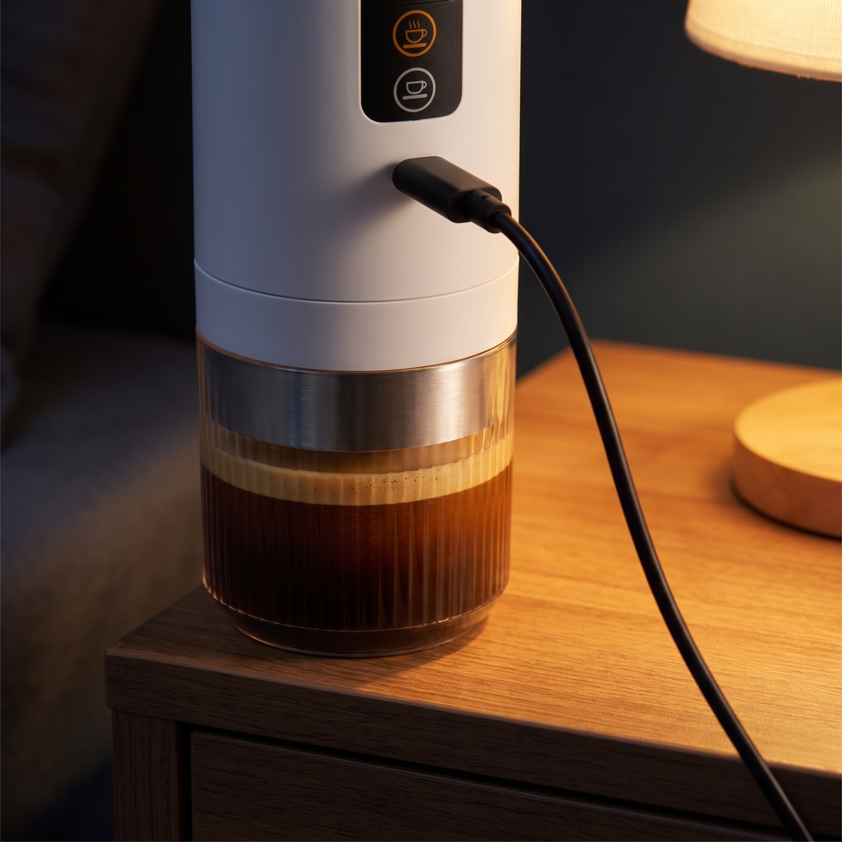 Port USB-C de la machine à café portable Kofee & Out en charge